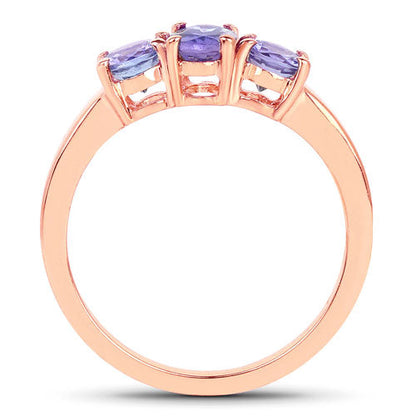 18K Rose Gold Plated 0.90 Carat Genuine Tanzanite .925 Sterling Silver Ring Bids.com