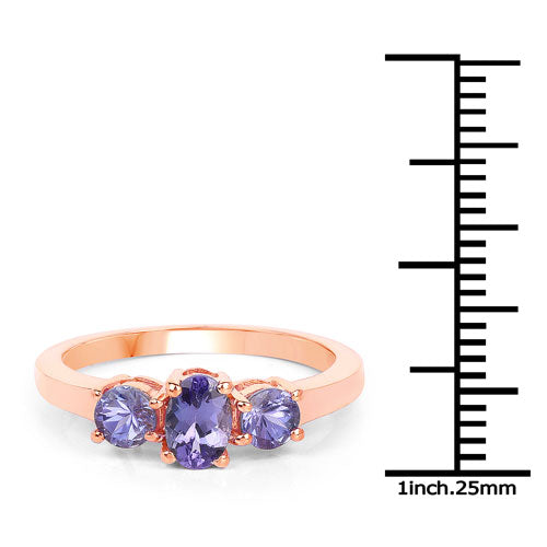 18K Rose Gold Plated 0.90 Carat Genuine Tanzanite .925 Sterling Silver Ring Bids.com