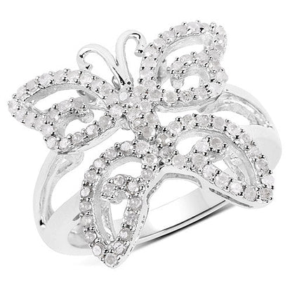 0.58 Carat Genuine White Diamond .925 Sterling Silver Ring Bids.com