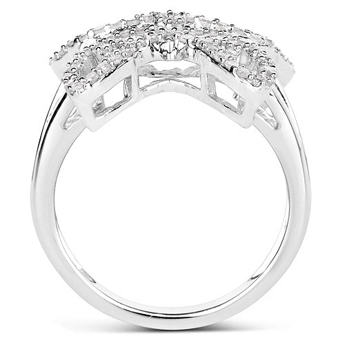 0.58 Carat Genuine White Diamond .925 Sterling Silver Ring Bids.com