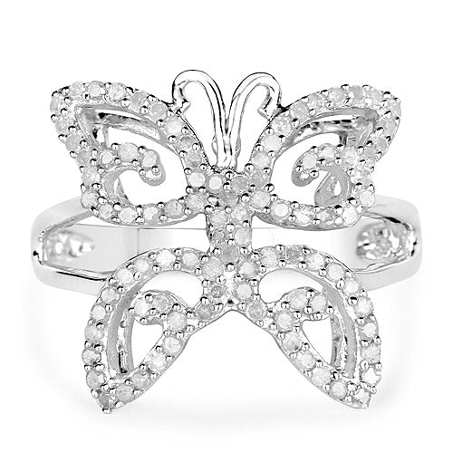 0.58 Carat Genuine White Diamond .925 Sterling Silver Ring Bids.com