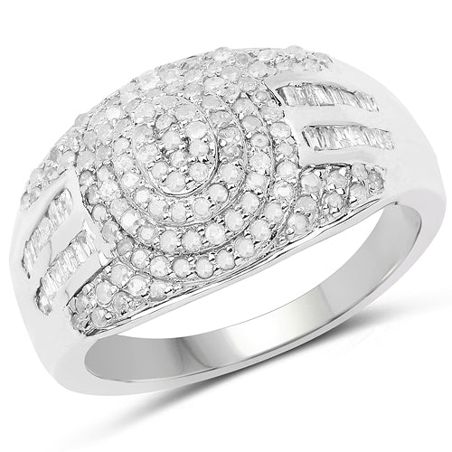 1.15 Carat Genuine White Diamond .925 Sterling Silver Ring Bids.com