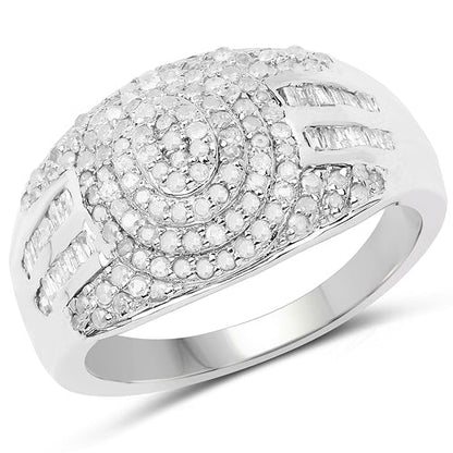 1.15 Carat Genuine White Diamond .925 Sterling Silver Ring Bids.com