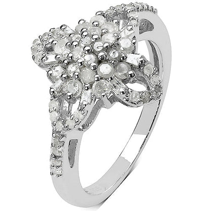 0.63 Carat Genuine White Diamond & Yellow Diamond .925 Sterling Silver Ring Bids.com
