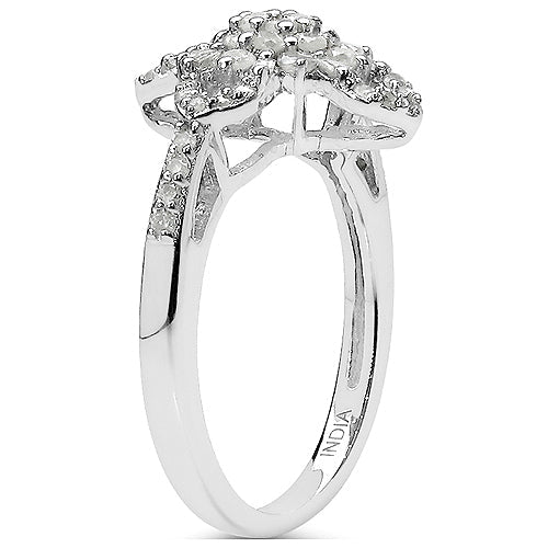 0.63 Carat Genuine White Diamond & Yellow Diamond .925 Sterling Silver Ring Bids.com