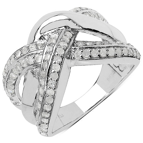 0.55 Carat Genuine White Diamond .925 Sterling Silver Ring Bids.com