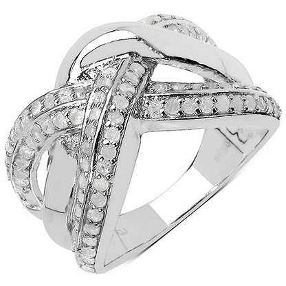 0.55 Carat Genuine White Diamond .925 Sterling Silver Ring Bids.com