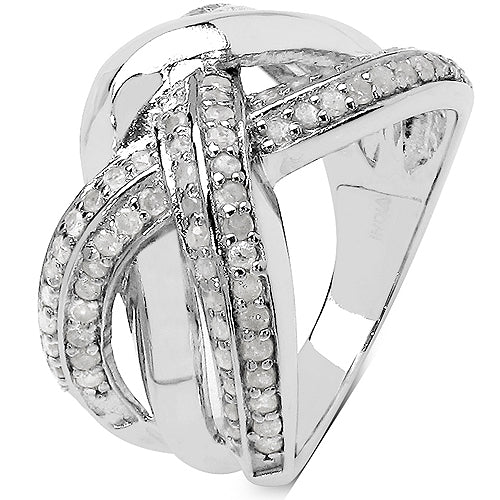 0.55 Carat Genuine White Diamond .925 Sterling Silver Ring Bids.com