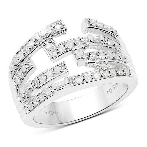 0.60 Carat Genuine White Diamond .925 Sterling Silver Ring Bids.com