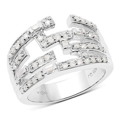 0.60 Carat Genuine White Diamond .925 Sterling Silver Ring Bids.com