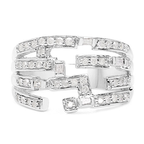 0.60 Carat Genuine White Diamond .925 Sterling Silver Ring Bids.com