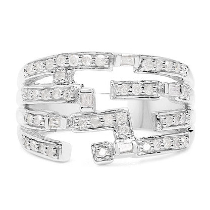 0.60 Carat Genuine White Diamond .925 Sterling Silver Ring Bids.com