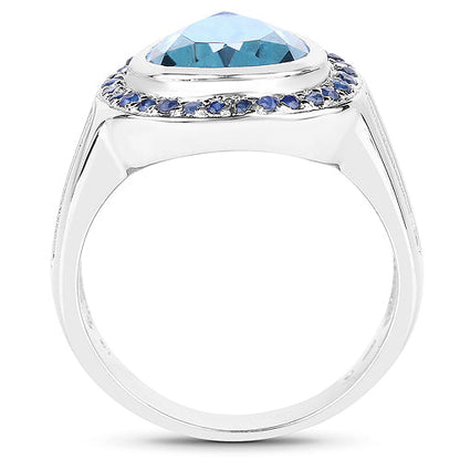 5.42 Carat Genuine Blue Topaz and Blue Sapphire .925 Sterling Silver Ring Bids.com