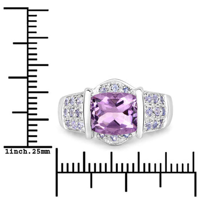 3.08 Carat Genuine Amethyst and Tanzanite .925 Sterling Silver Ring Bids.com