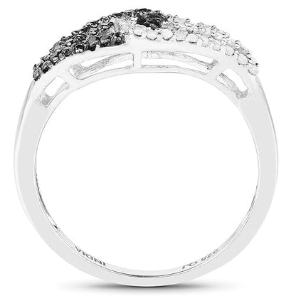 0.33 Carat Genuine White Diamond and Black Diamond .925 Sterling Silver Ring Bids.com