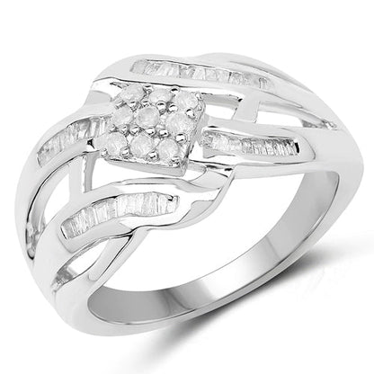 0.62 Carat Genuine White Diamond .925 Sterling Silver Ring Bids.com