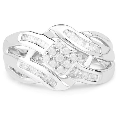 0.62 Carat Genuine White Diamond .925 Sterling Silver Ring Bids.com