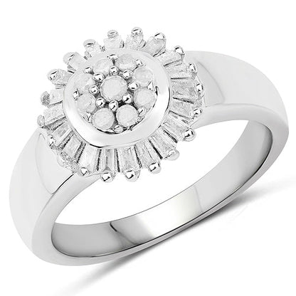 0.75 Carat Genuine White Diamond .925 Sterling Silver Ring Bids.com