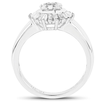 0.75 Carat Genuine White Diamond .925 Sterling Silver Ring Bids.com