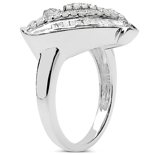 1.23 Carat Genuine White Diamond .925 Sterling Silver Ring Bids.com