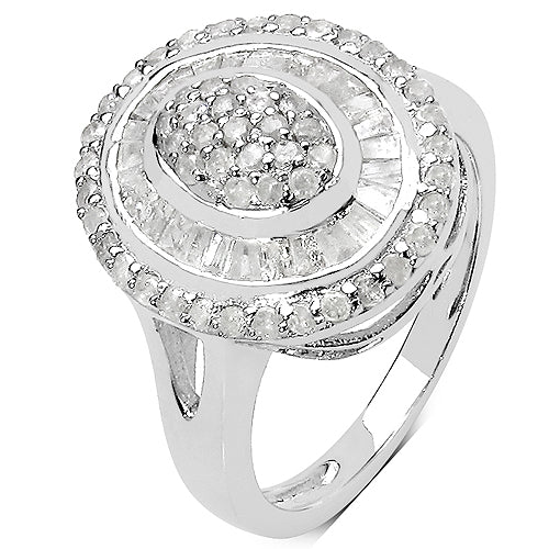 1.08 Carat Genuine White Diamond .925 Sterling Silver Ring Bids.com