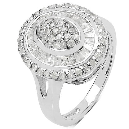 1.08 Carat Genuine White Diamond .925 Sterling Silver Ring Bids.com