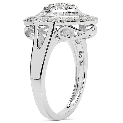 1.08 Carat Genuine White Diamond .925 Sterling Silver Ring Bids.com