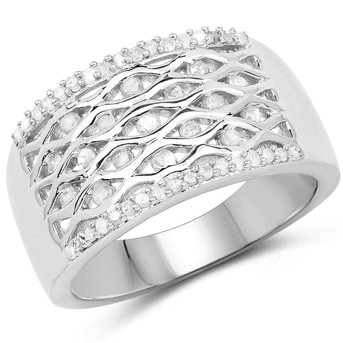 0.41 Carat Genuine White Diamond .925 Sterling Silver Ring Bids.com