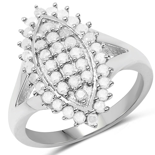 0.62 Carat Genuine White Diamond .925 Sterling Silver Ring Bids.com