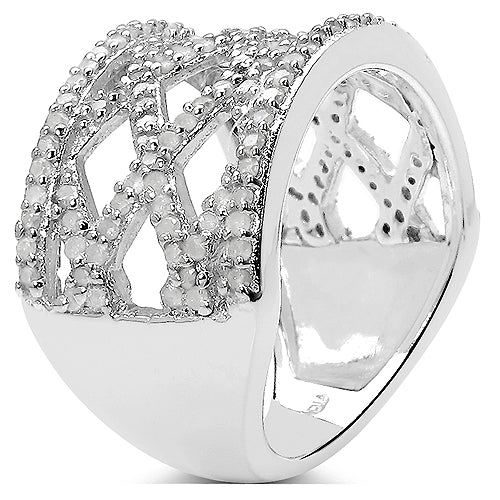 0.92 Carat Genuine White Diamond .925 Sterling Silver Ring Bids.com