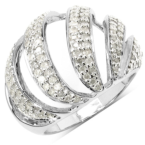 0.98 Carat Genuine White Diamond .925 Sterling Silver Ring Bids.com