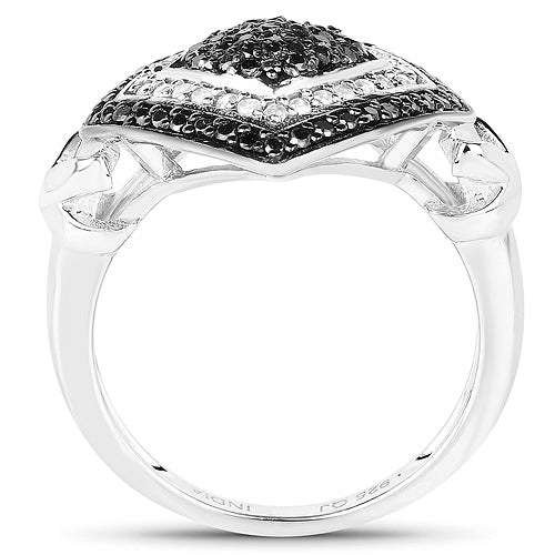 0.56 Carat Genuine White Diamond and Black Diamond .925 Sterling Silver Ring Bids.com