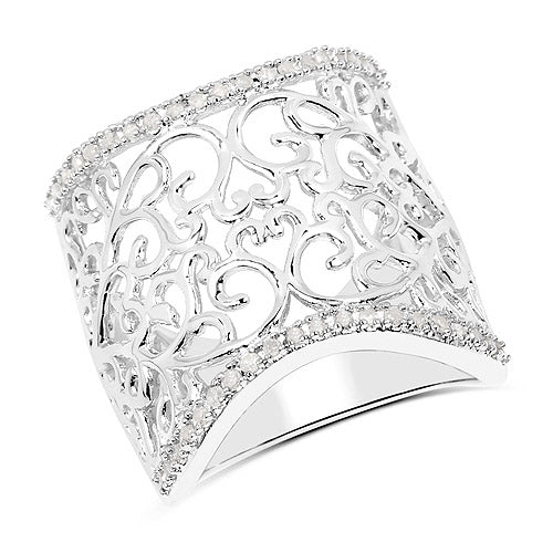 0.25 Carat Genuine White Diamond .925 Sterling Silver Ring Bids.com