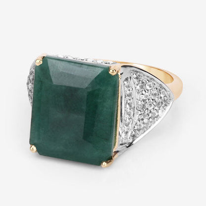 8.70 Carat Dyed Emerald and White Topaz .925 Sterling Silver Ring Bids.com