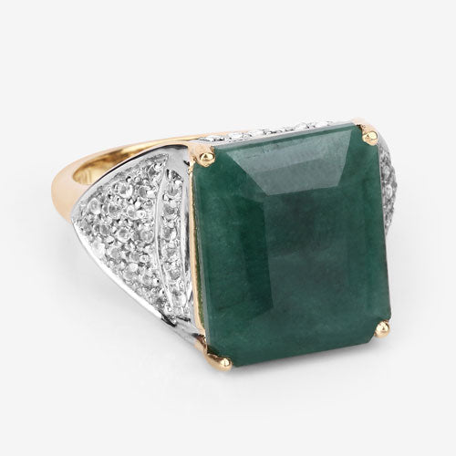 8.70 Carat Dyed Emerald and White Topaz .925 Sterling Silver Ring Bids.com