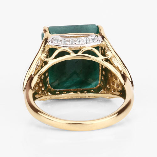 8.70 Carat Dyed Emerald and White Topaz .925 Sterling Silver Ring Bids.com