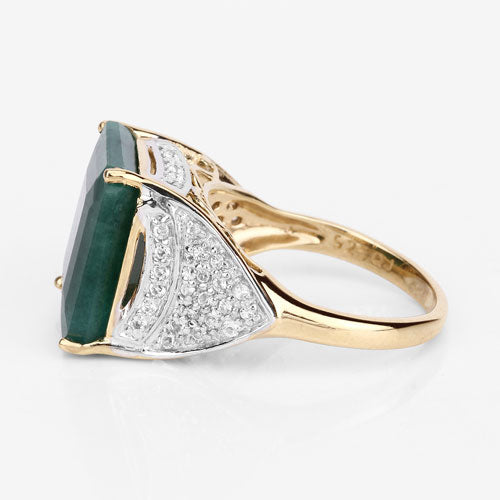 8.70 Carat Dyed Emerald and White Topaz .925 Sterling Silver Ring Bids.com