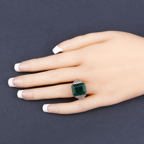 8.70 Carat Dyed Emerald and White Topaz .925 Sterling Silver Ring Bids.com