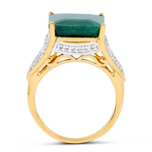 8.70 Carat Dyed Emerald and White Topaz .925 Sterling Silver Ring Bids.com