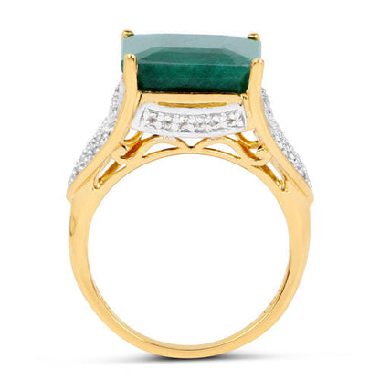 8.70 Carat Dyed Emerald and White Topaz .925 Sterling Silver Ring Bids.com