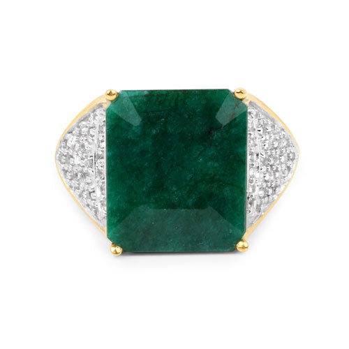 8.70 Carat Dyed Emerald and White Topaz .925 Sterling Silver Ring Bids.com