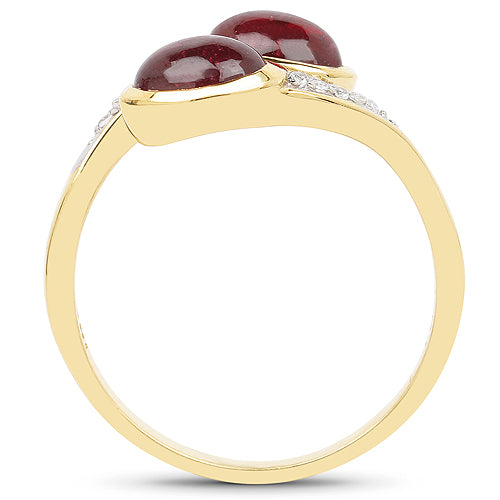 14K Yellow Gold Plated 2.38 Carat Glass Filled Ruby and White Topaz .925 Sterling Silver Ring Bids.com