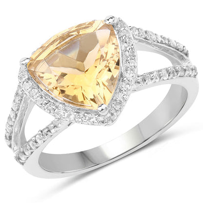 3.06 Carat Genuine Citrine and White Topaz .925 Sterling Silver Ring Bids.com