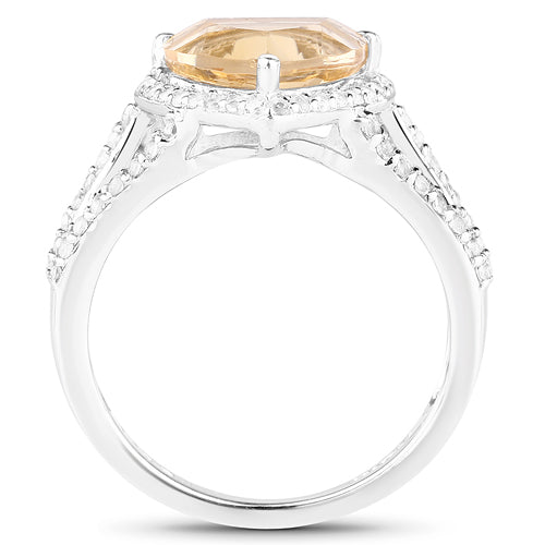 3.06 Carat Genuine Citrine and White Topaz .925 Sterling Silver Ring Bids.com