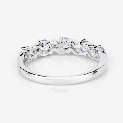 0.54 Carat Genuine Aquamarine and White Topaz .925 Sterling Silver Ring Bids.com