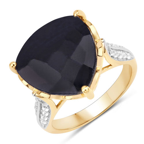 8.39 Carat Dyed Sapphire and White Topaz .925 Sterling Silver Ring Bids.com