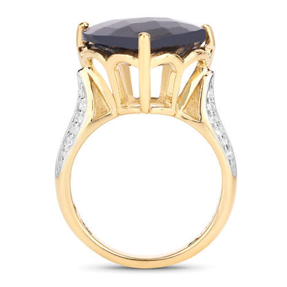 8.39 Carat Dyed Sapphire and White Topaz .925 Sterling Silver Ring Bids.com