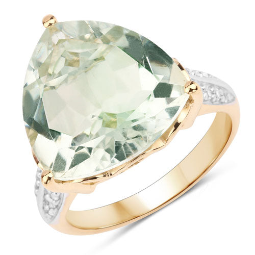 8.08 Carat Genuine Green Amethyst and White Topaz .925 Sterling Silver Ring Bids.com