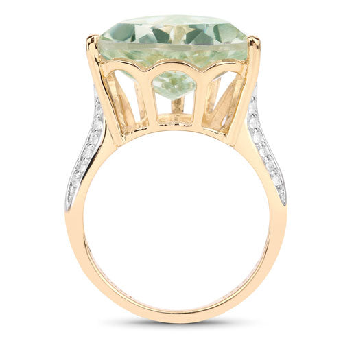 8.08 Carat Genuine Green Amethyst and White Topaz .925 Sterling Silver Ring Bids.com