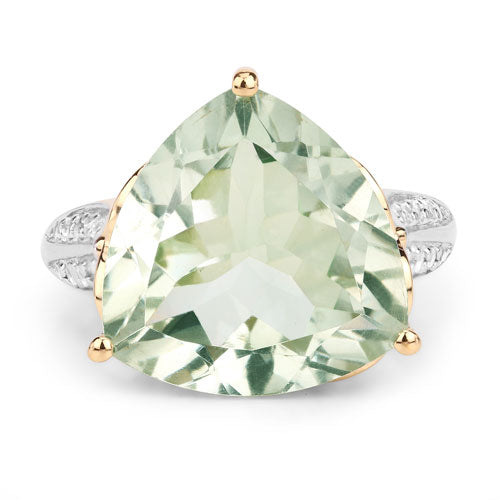8.08 Carat Genuine Green Amethyst and White Topaz .925 Sterling Silver Ring Bids.com